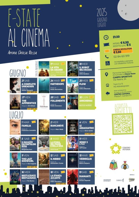 E-state al cinema arena estiva Chiesa Rossa giugno luglio 25