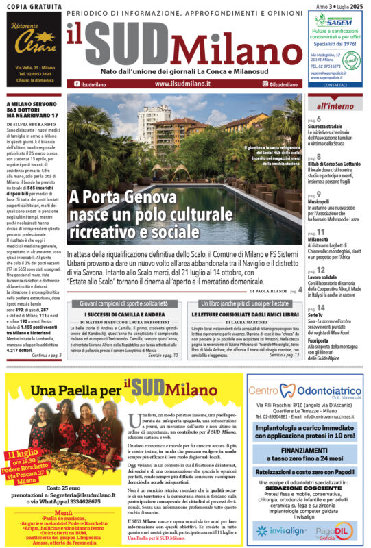 Prima pagina il SUD MIilano luglio 2025
