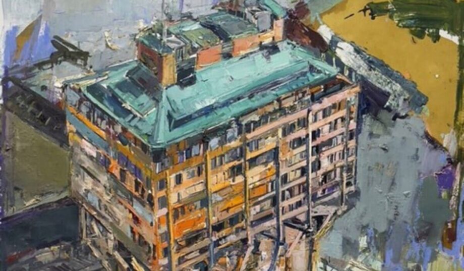 Marina Previtali, Torre-Velasca, MI, olio su tela, cm. 141x168, 2023