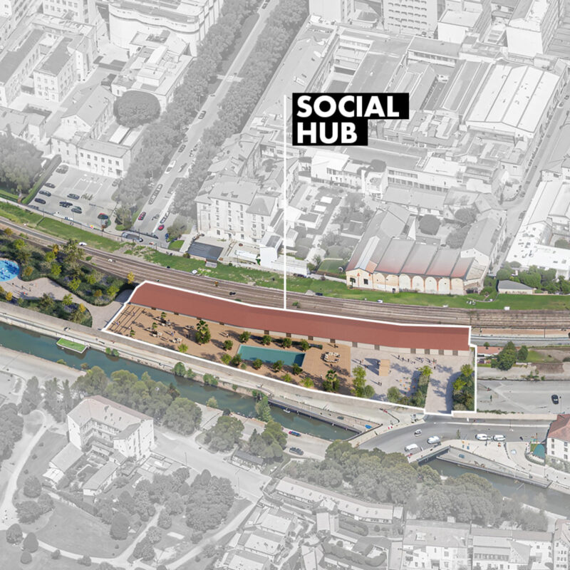 Il render del Social Hub di Porta Genova