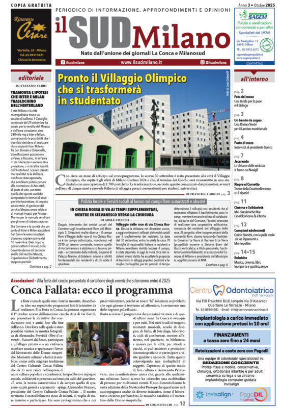 Prima pagina grande il SUD Milano ottobre 25