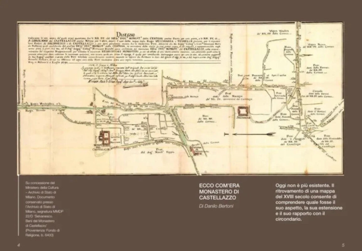 Mappa degli inizi del XVIII secolo, con i poderi di Selvanesco e Castellazzo.