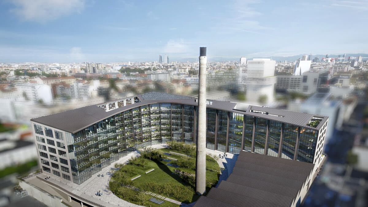 La nuova sede Moncler vista dall'alto.