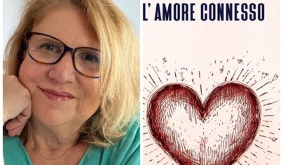 Paola Blandi, con la copertina del libro Amore connesso