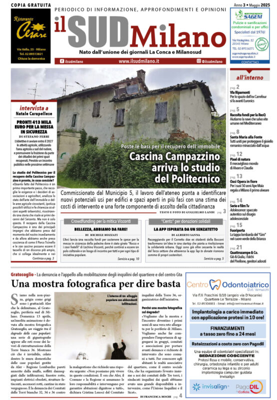 Prima pagina il SUD Milano maggio '25