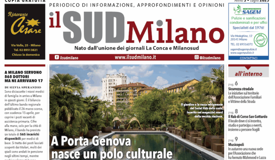 Prima pagina ritagliata il SUD MIilano luglio 2025